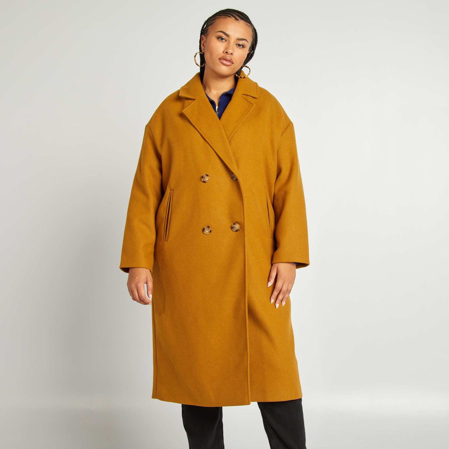 Manteau long avec double boutonnage Camel