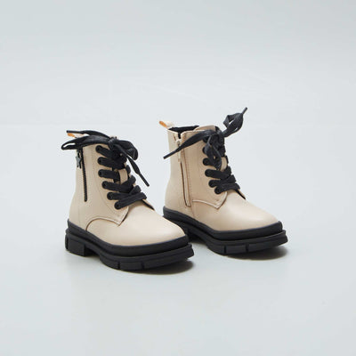 Bottines lacets et fermeture Beige