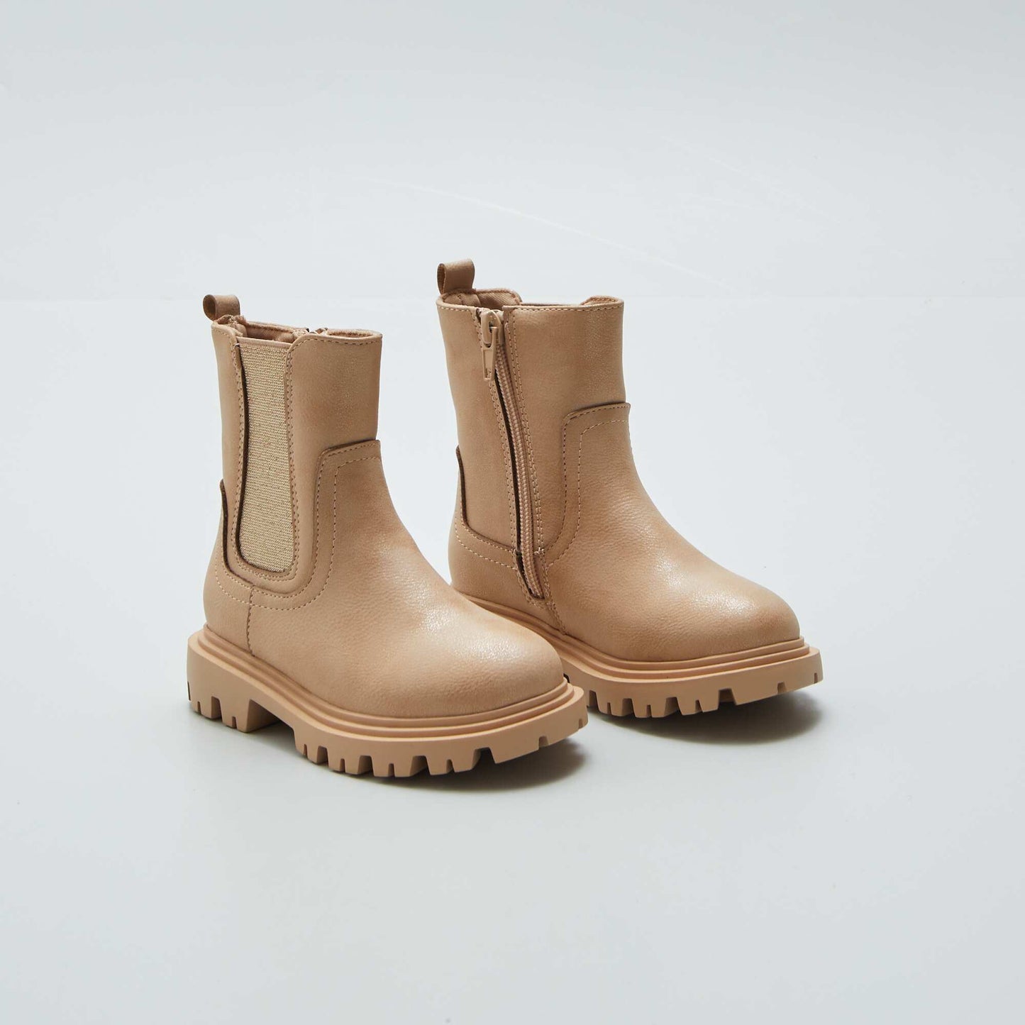 Boots chelsea avec semelle crant e Beige