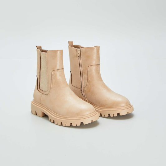 Boots chelsea semelle crant e Beige