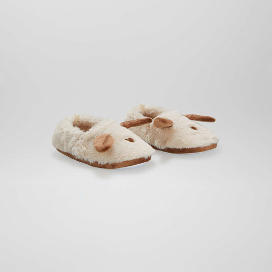 Chaussons lastiques animal Beige