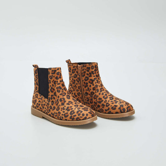 Boots mod le Chelsea 'l opard' Marron