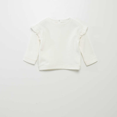 Sweat molletonn volants blanc