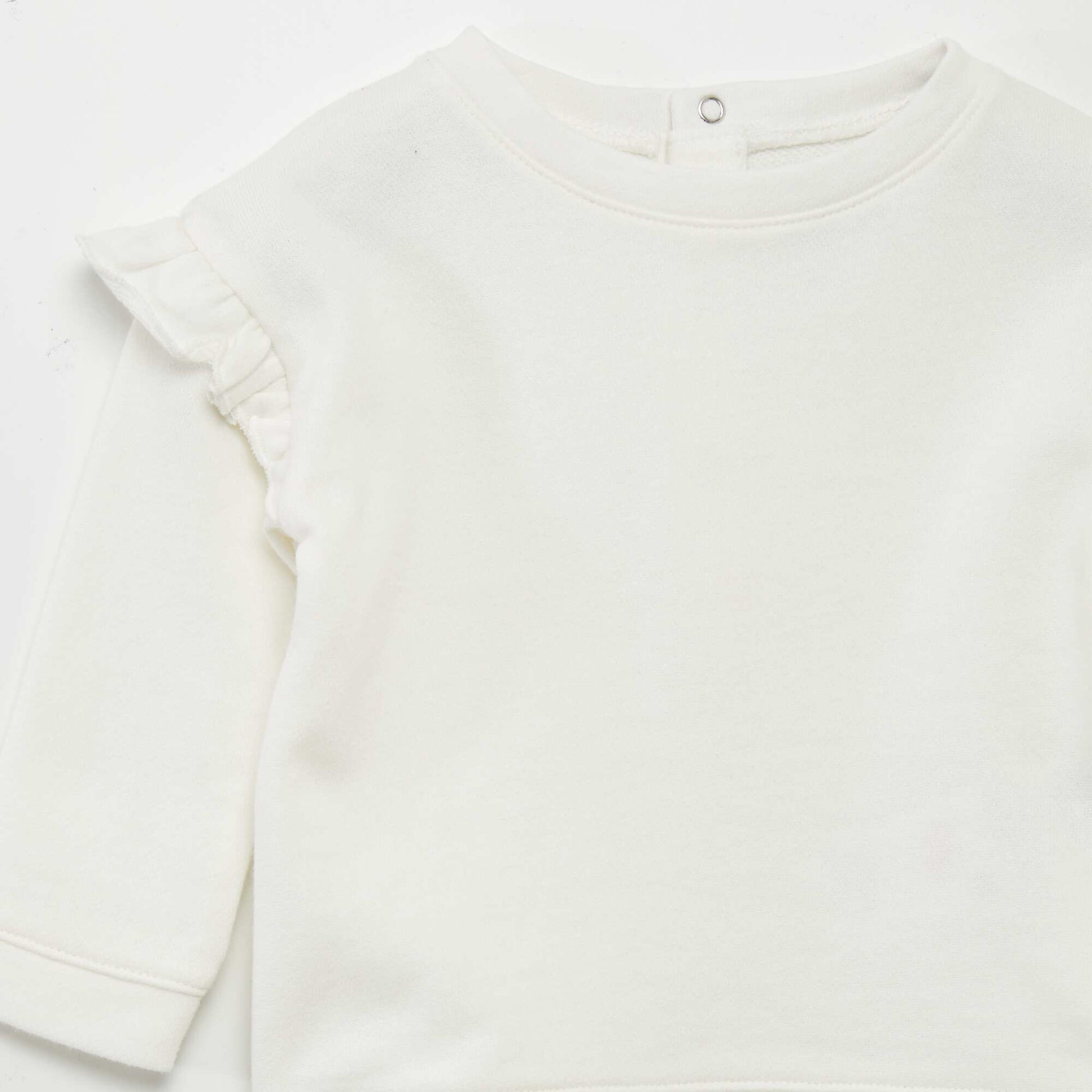 Sweat molletonn volants blanc