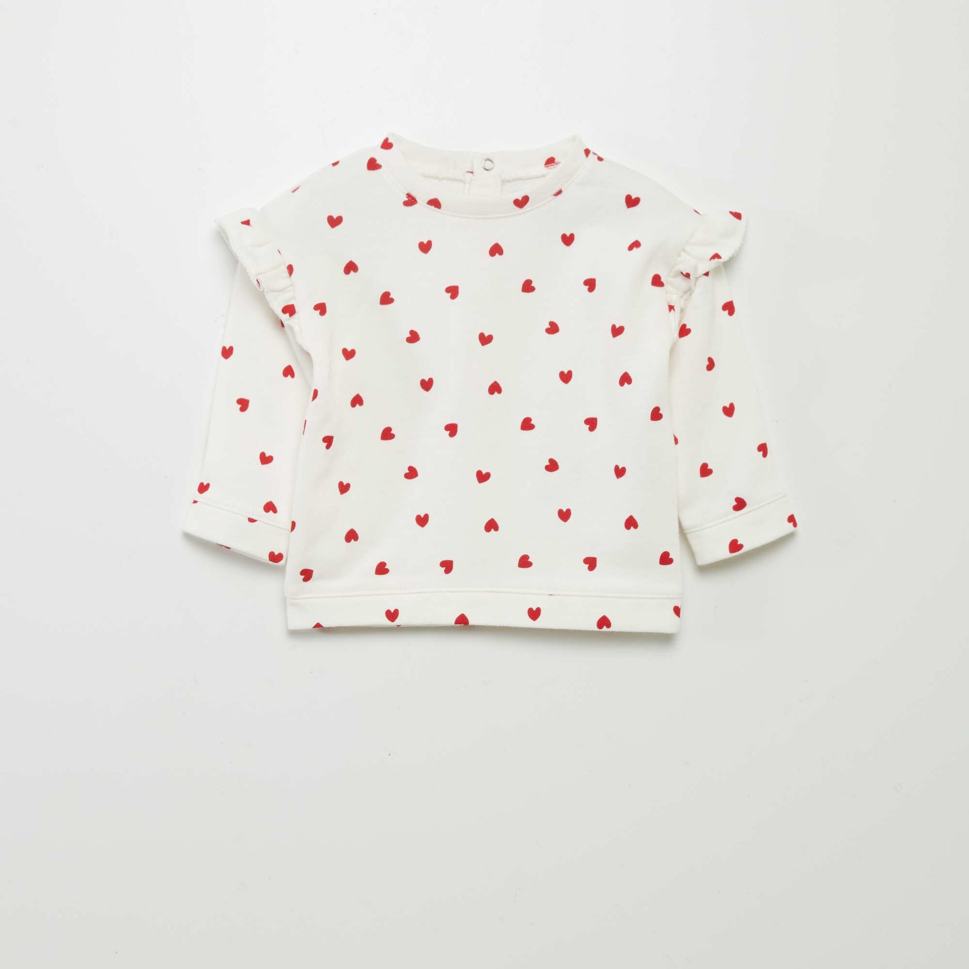 Sweat molletonn volants Blanc rouge