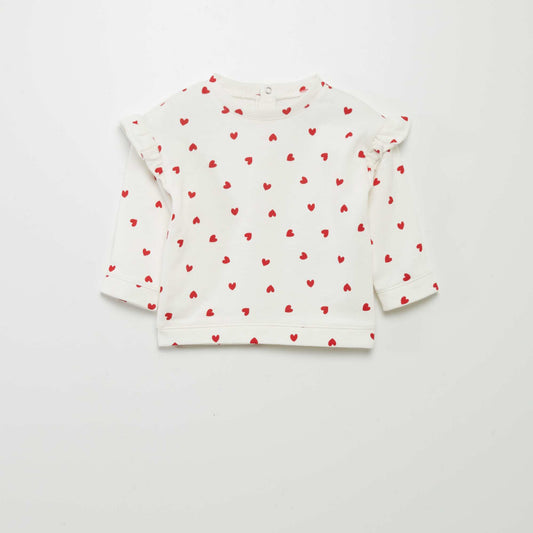 Sweat molletonn    volants Blanc rouge