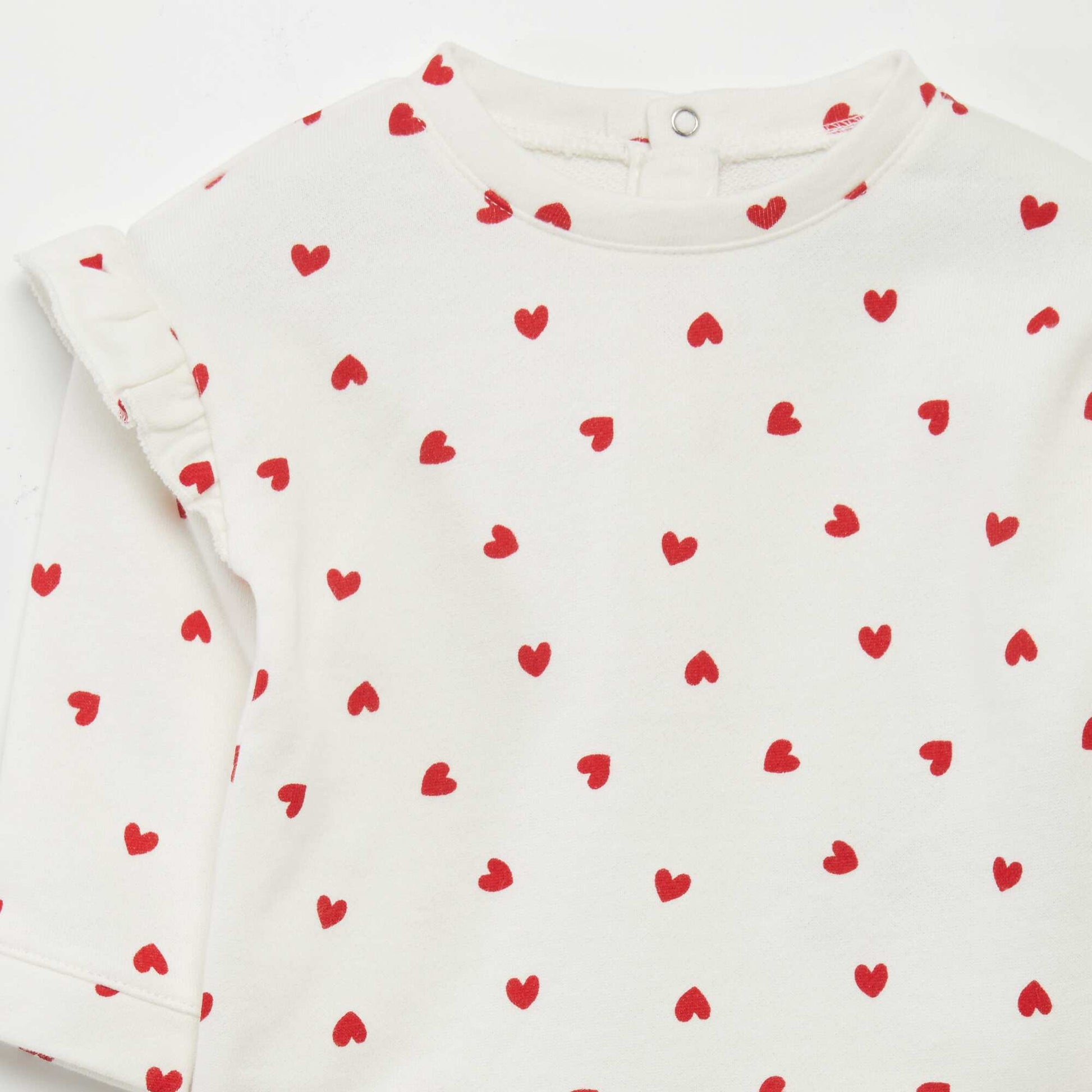 Sweat molletonn volants Blanc rouge