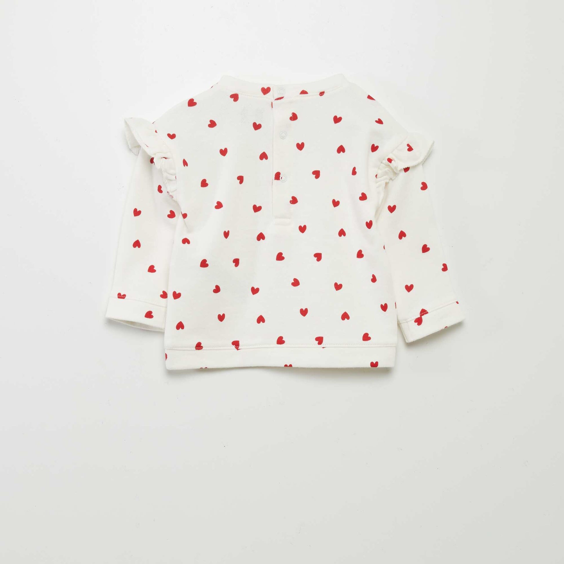 Sweat molletonn volants Blanc rouge