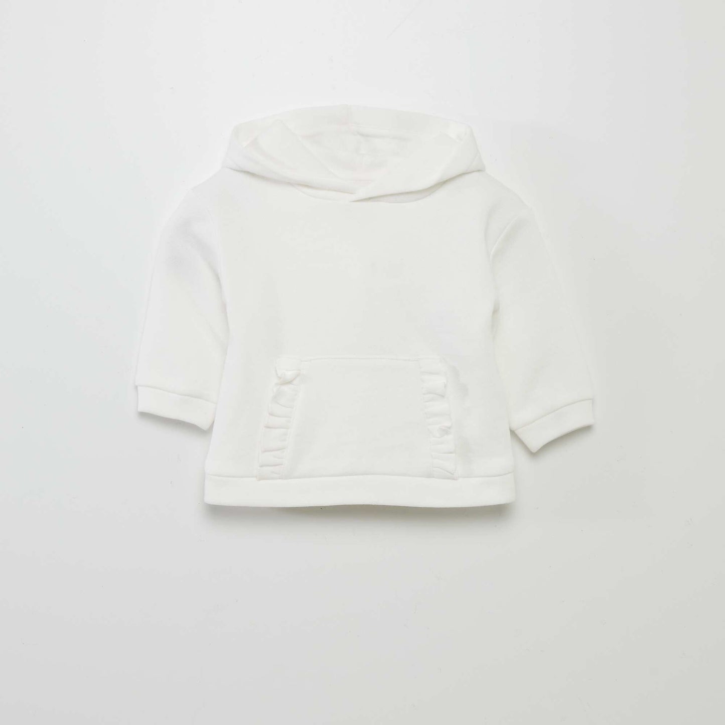 Sweat   capuche uni en molleton blanc