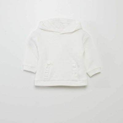 Sweat capuche uni en molleton blanc