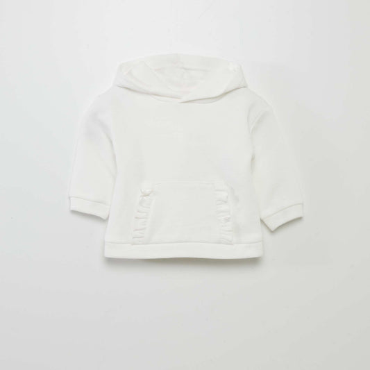 Sweat   capuche uni en molleton blanc