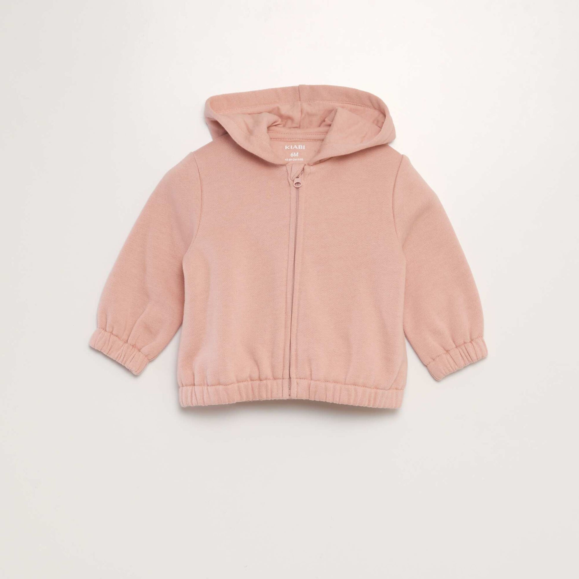 Sweat capuche zipp en molleton chaud Rose