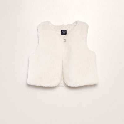 Veste sans manches en fausse fourrure blanc