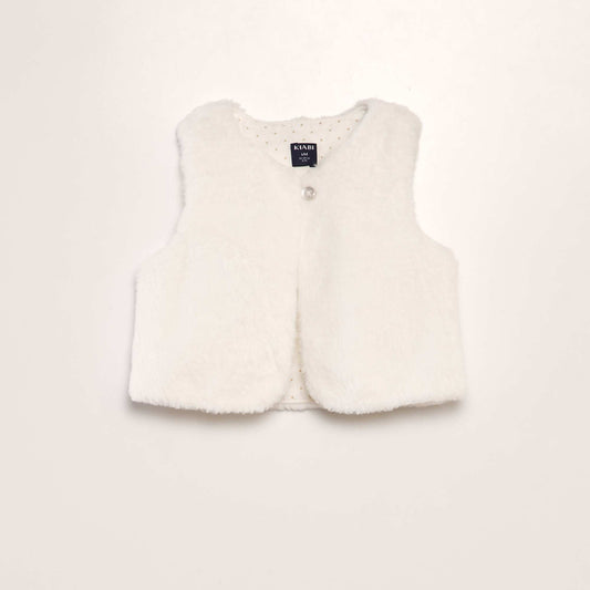 Veste sans manches en fausse fourrure blanc