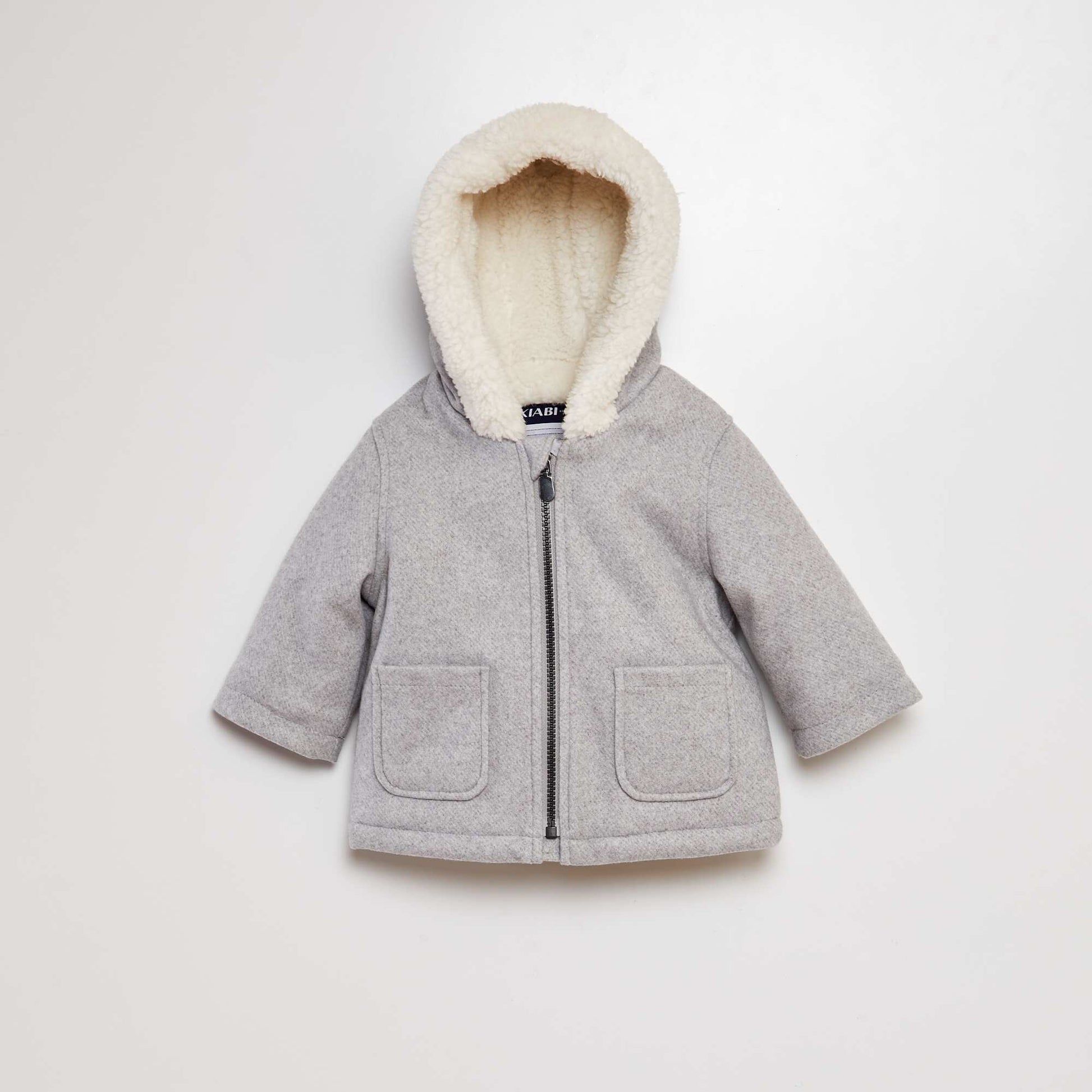 Manteau fa on lainage doubl sherpa Gris