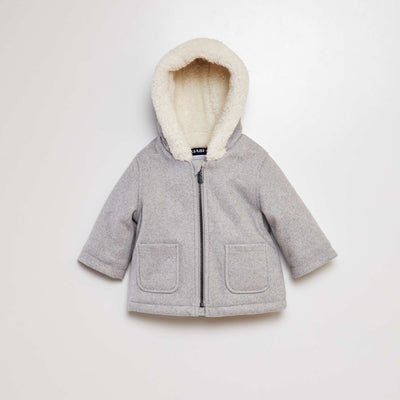 Manteau fa on lainage doubl sherpa Gris