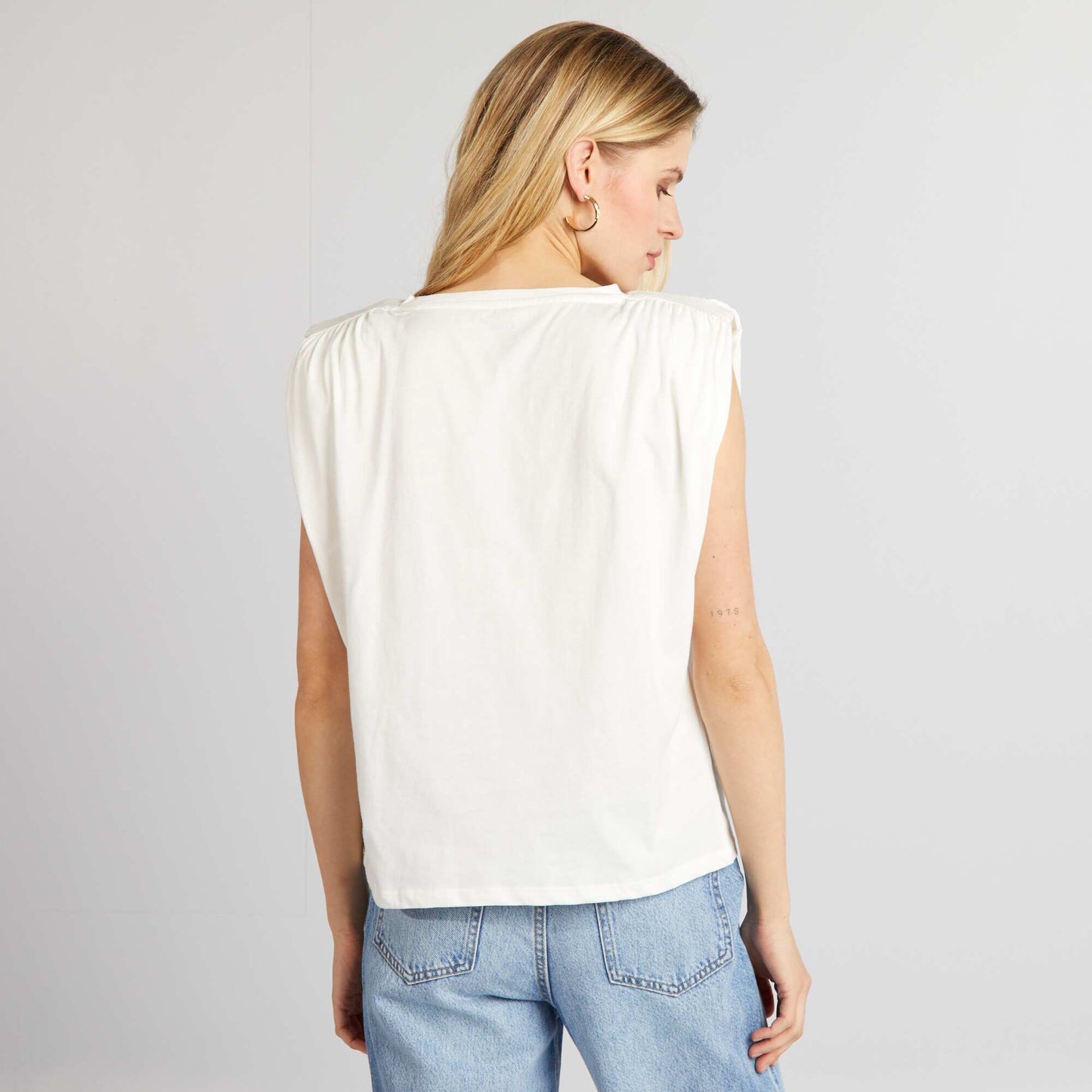 Tee-shirt sans manches avec paulettes Blanc