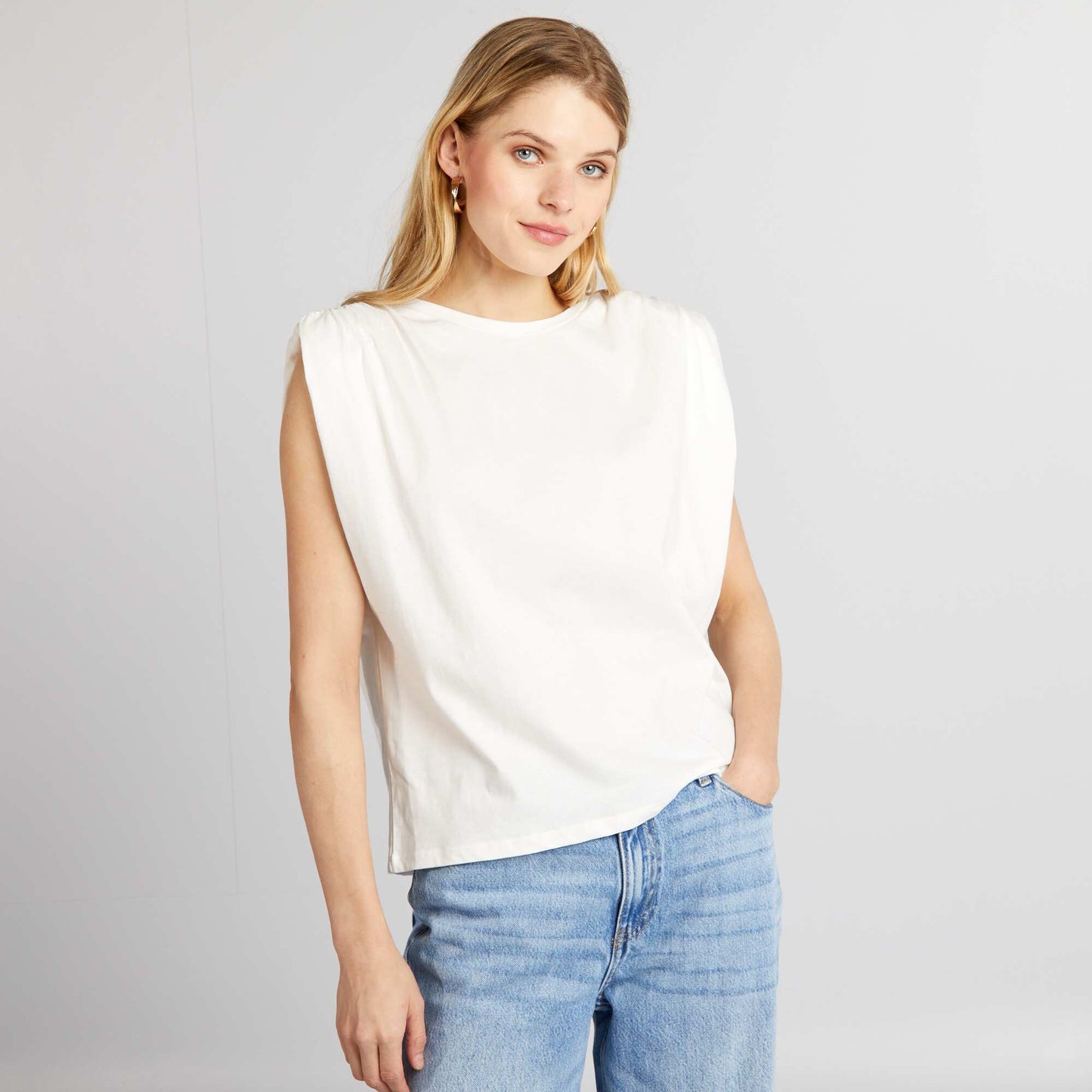 Tee-shirt sans manches avec paulettes Blanc