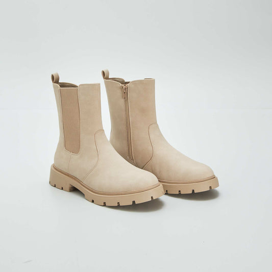 Bottines à semelle épaisse beige