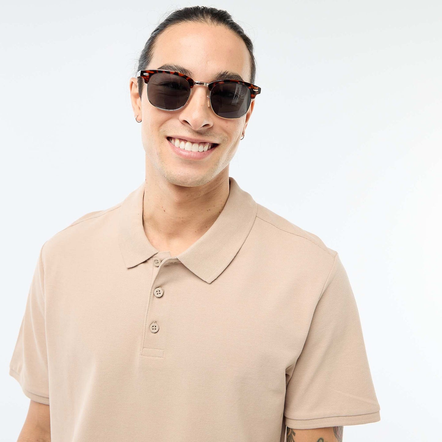 Polo en piqué de coton BEIGE