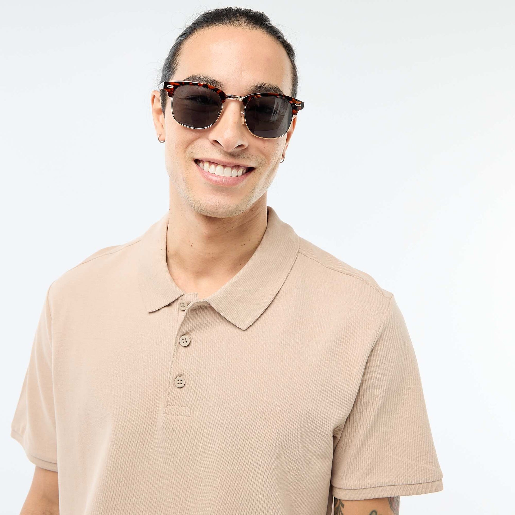 Polo en piqué de coton BEIGE