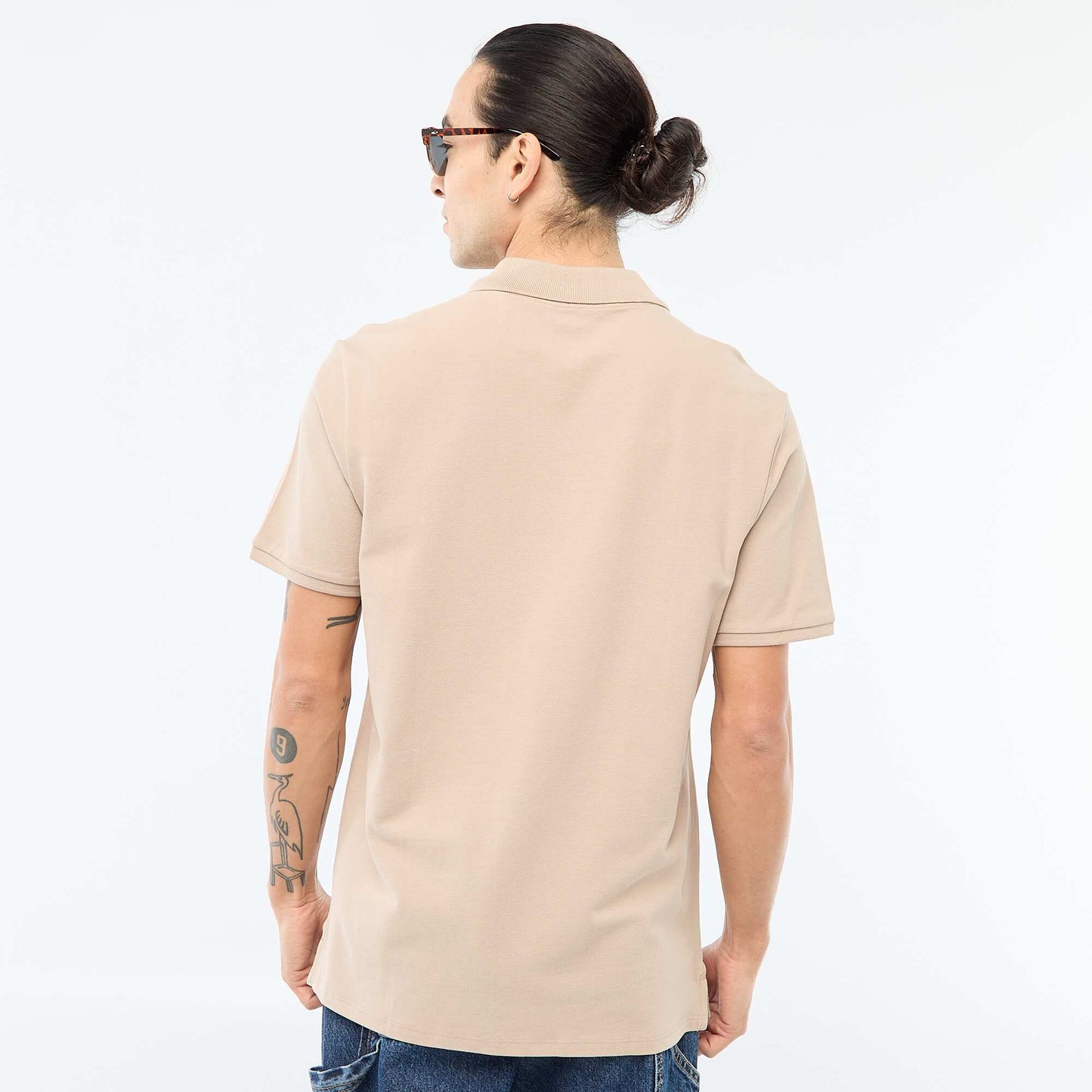Polo en piqué de coton BEIGE