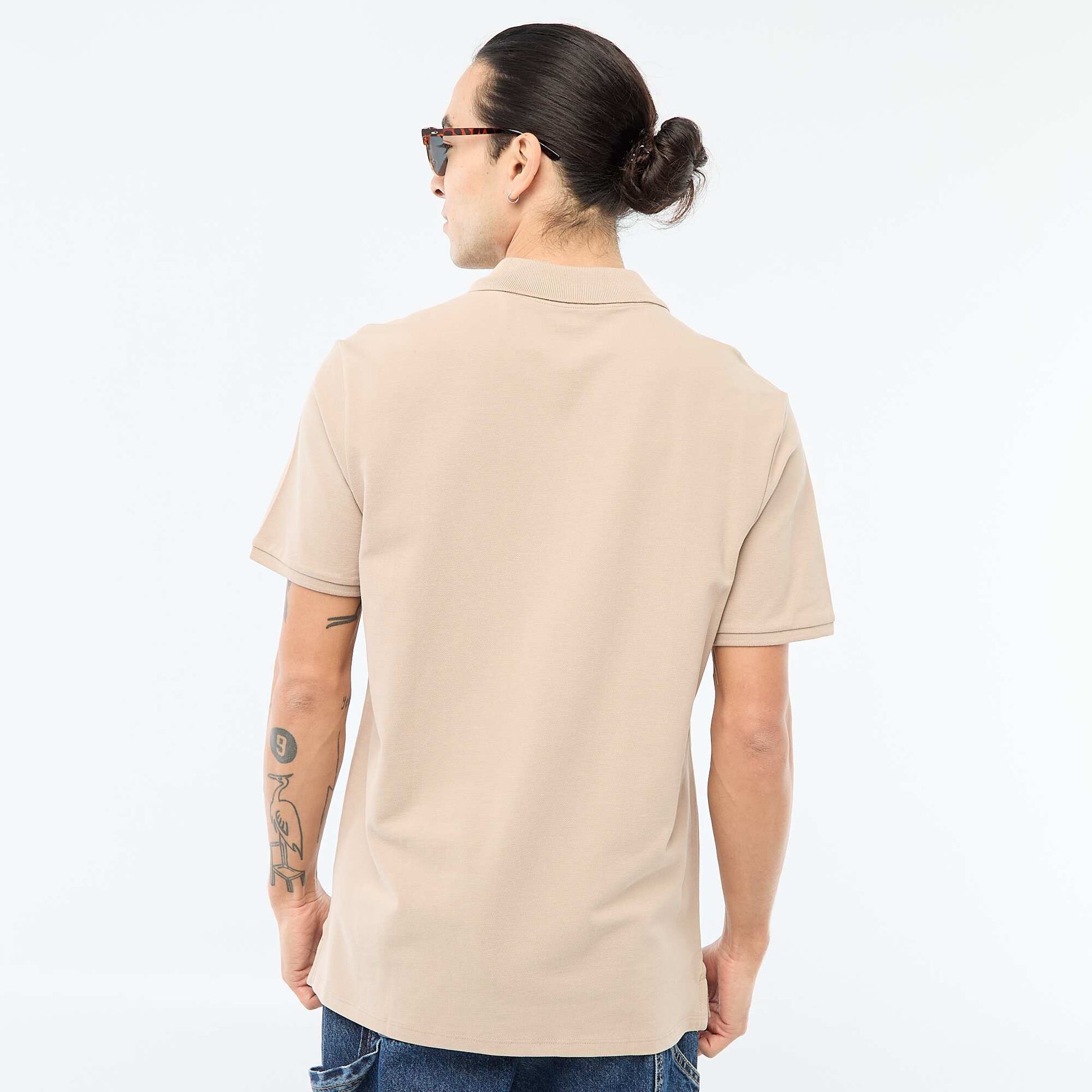 Polo en piqué de coton BEIGE