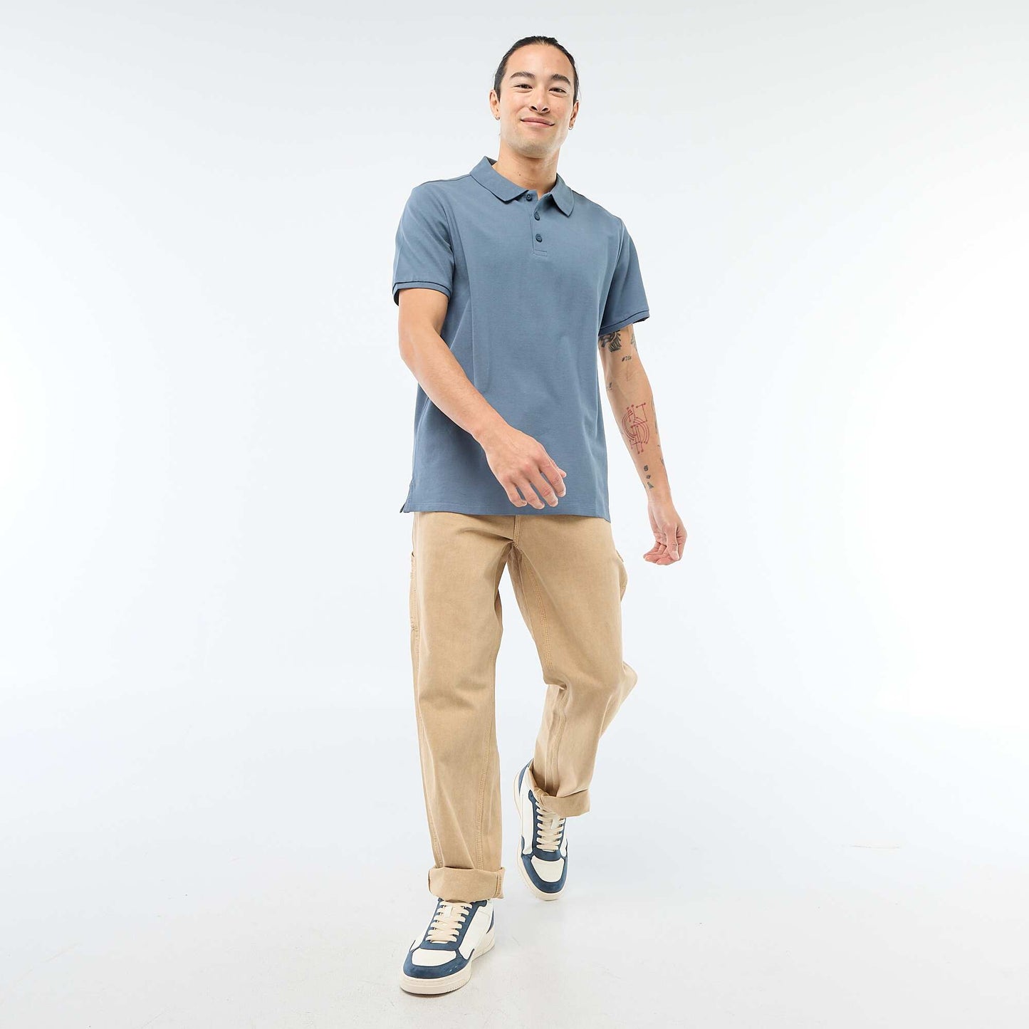 Polo en piqué de coton BLEU
