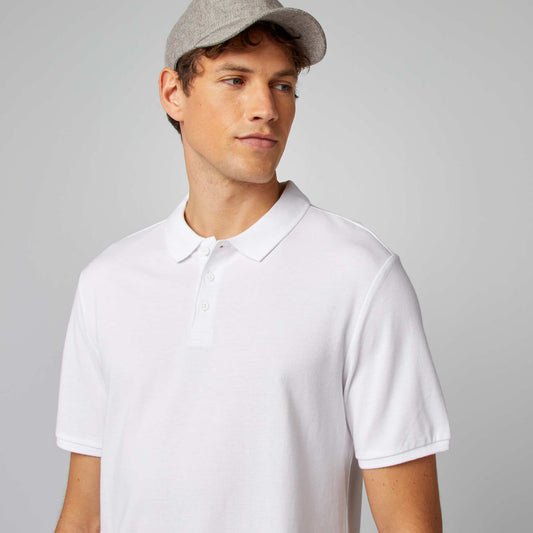 Polo en piqu  de coton blanc