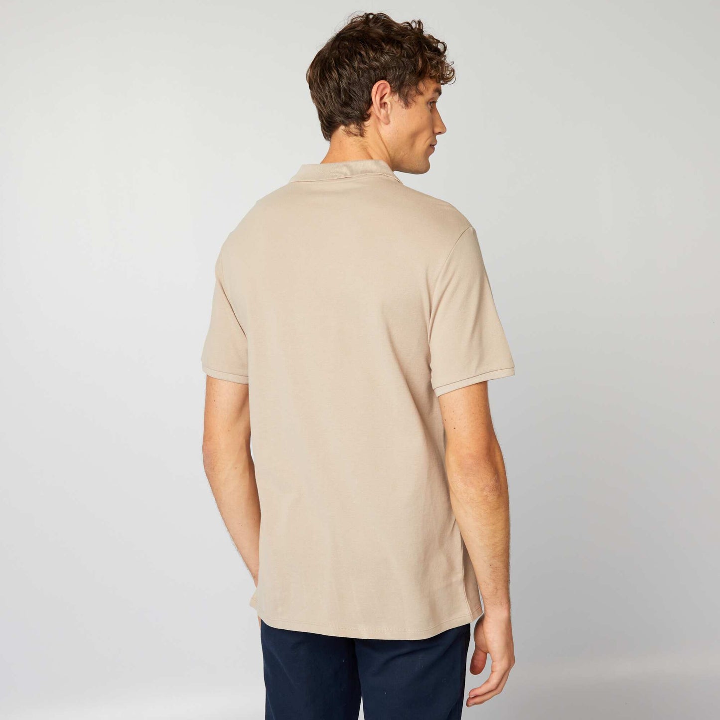 Polo en piqu  de coton beige