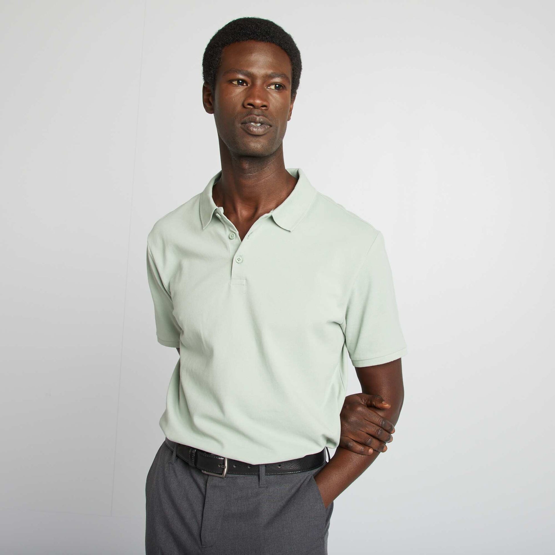 Polo en piqué de coton VERT JADE