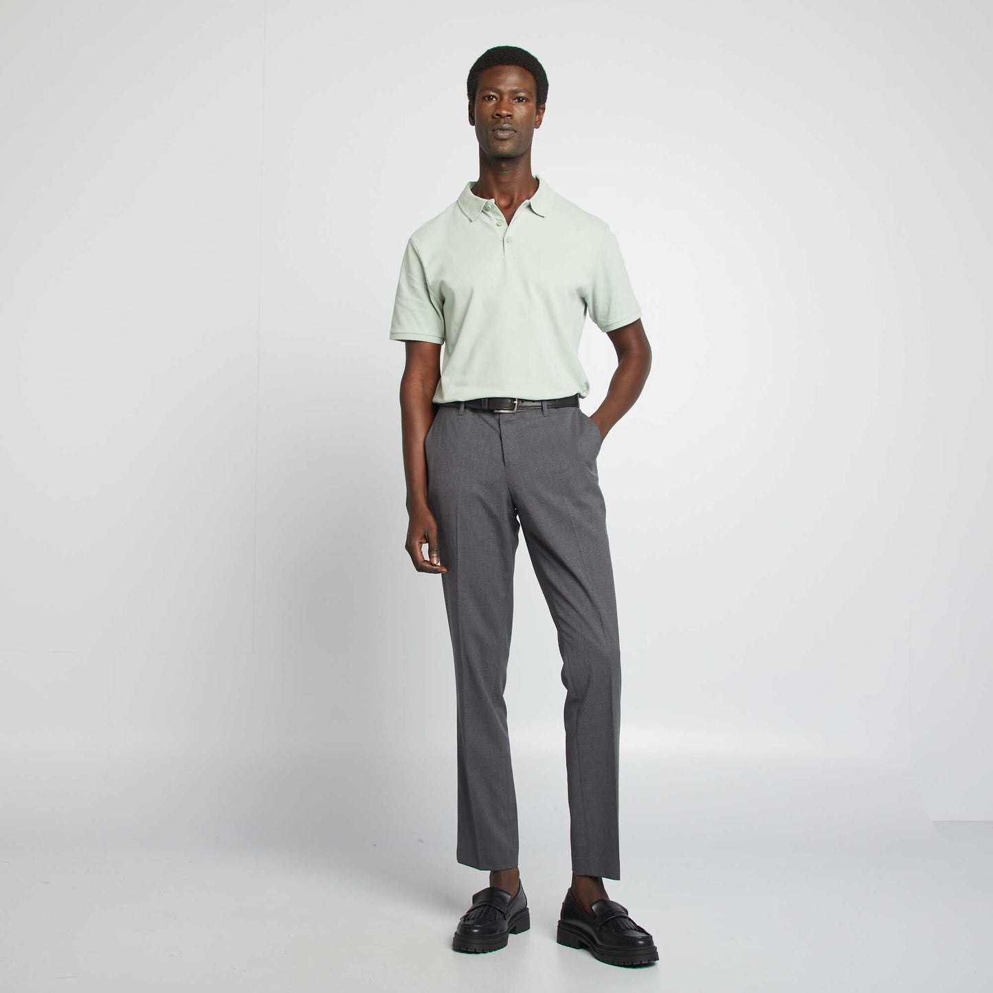 Polo en piqué de coton VERT JADE