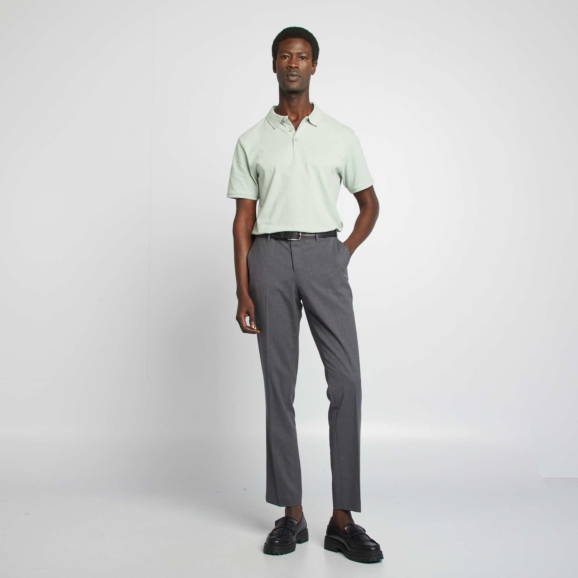 Polo en piqué de coton VERT JADE