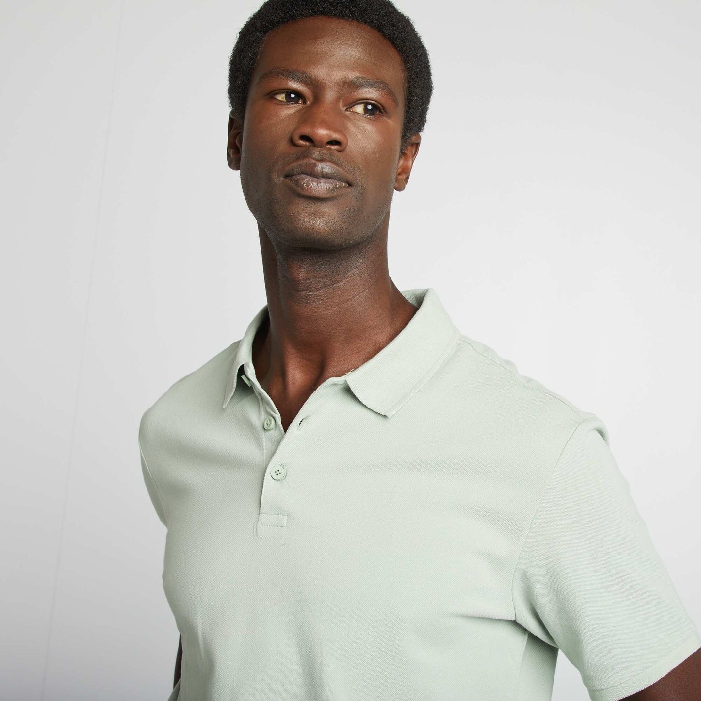 Polo en piqué de coton VERT JADE