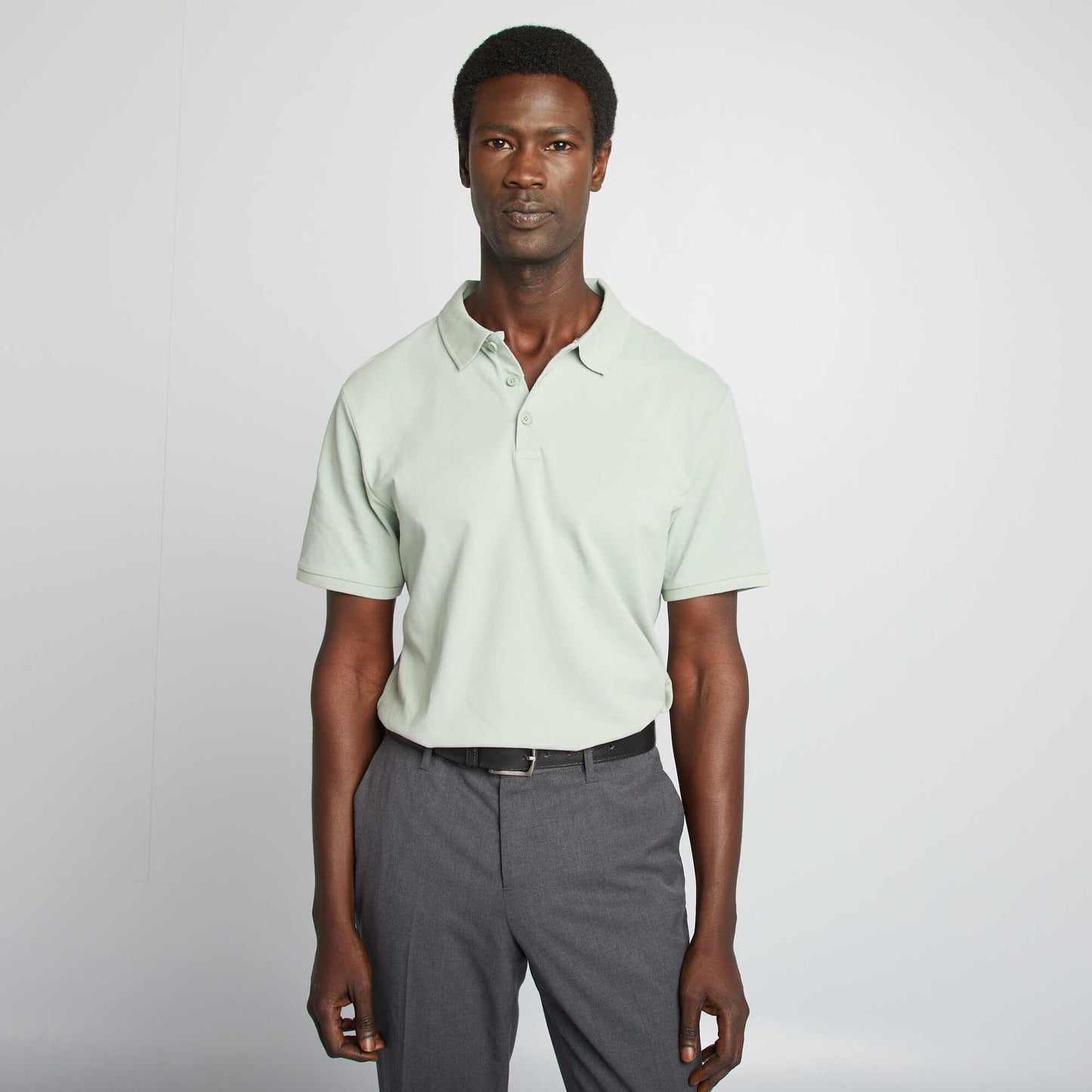 Polo en piqué de coton VERT JADE