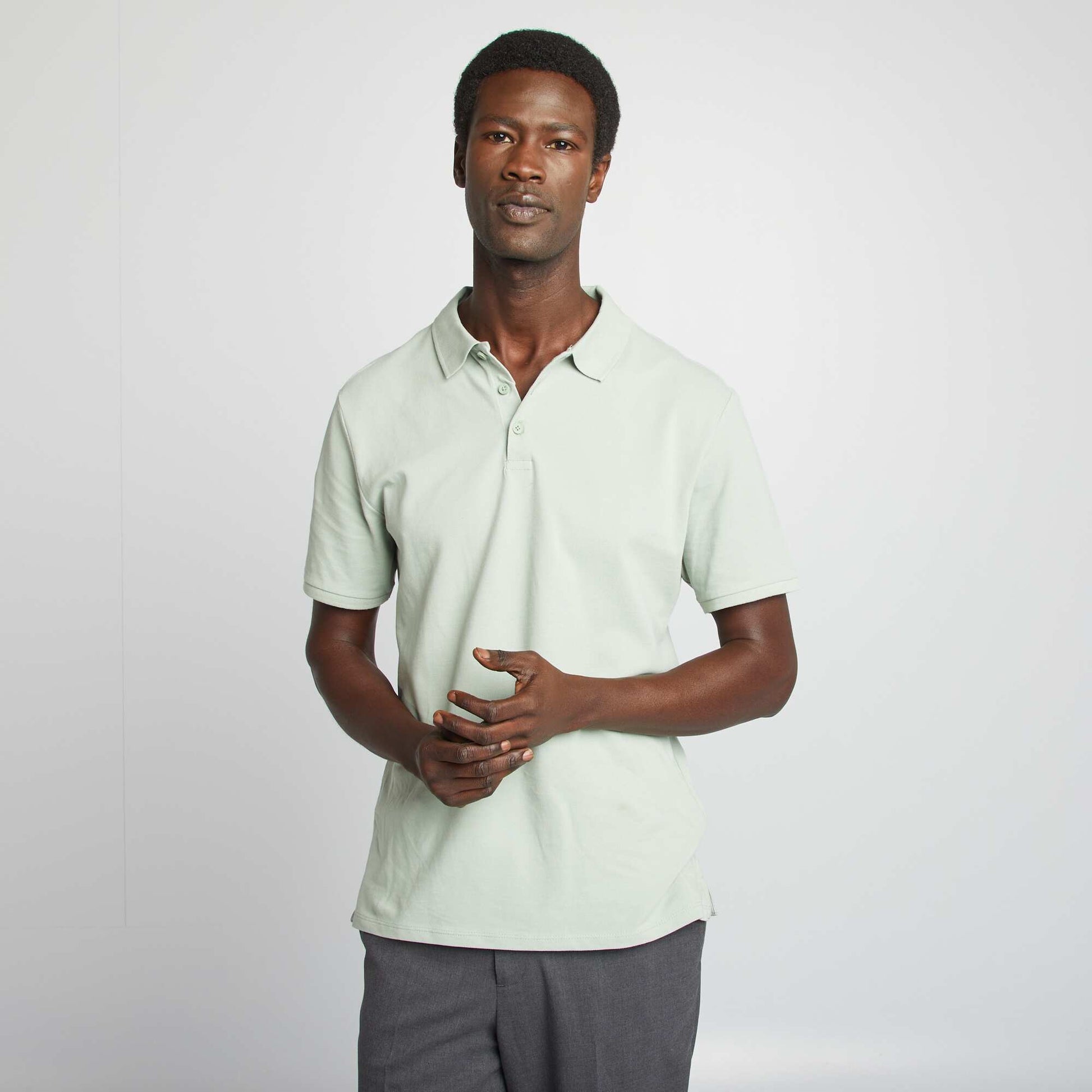 Polo en piqué de coton VERT JADE