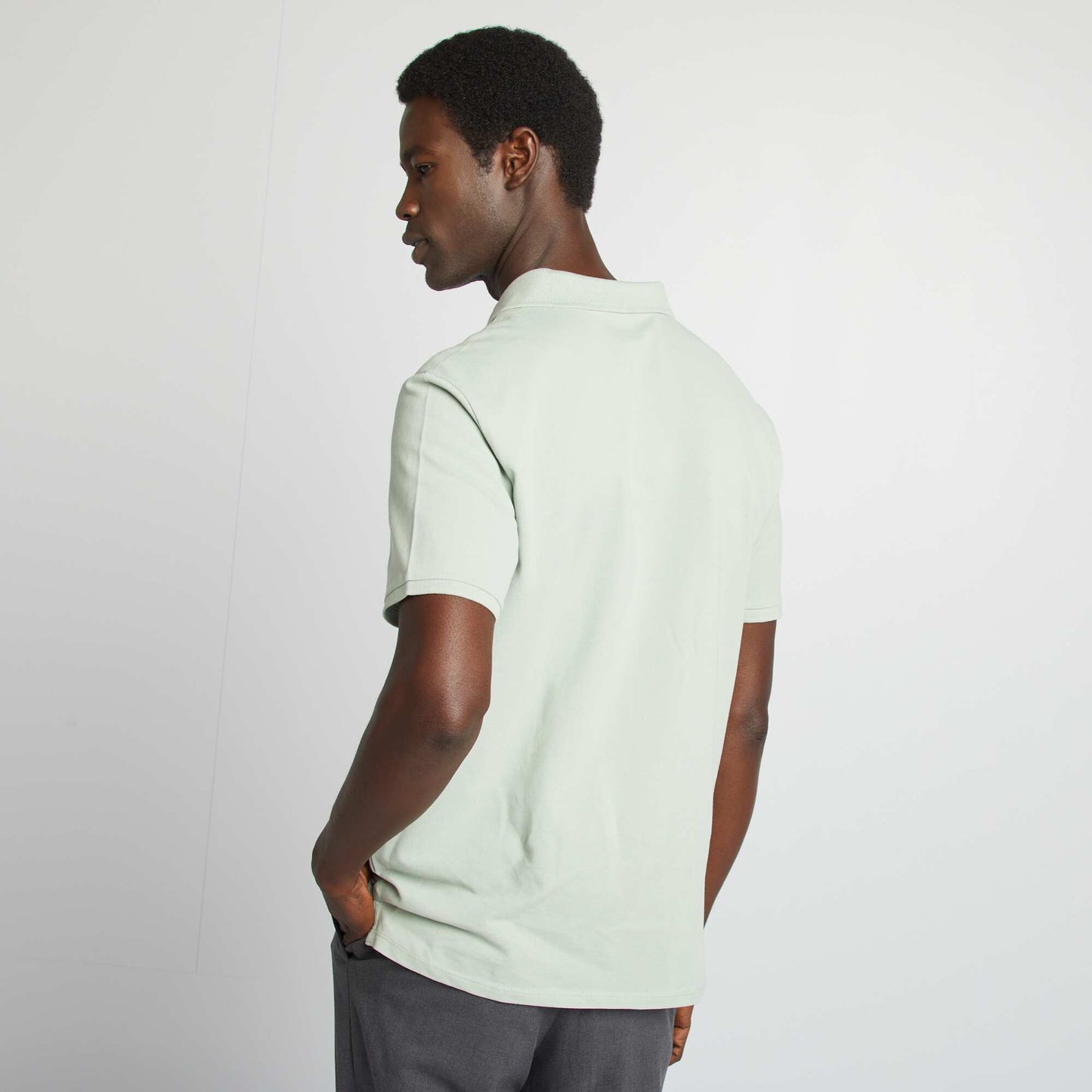 Polo en piqué de coton VERT JADE