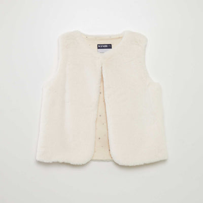 Gilet en fausse fourrure sans manches BLANC
