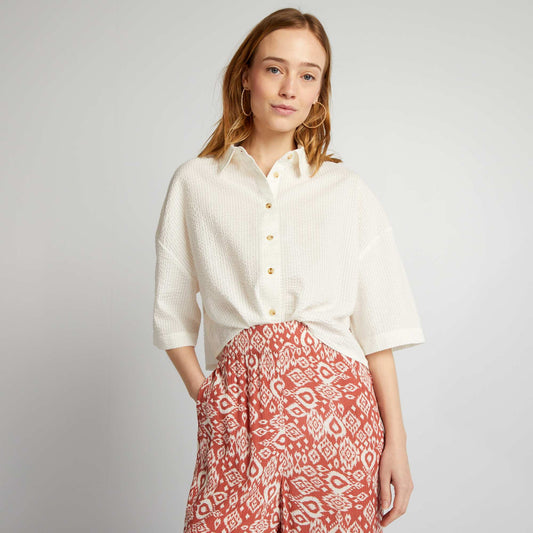 Chemise courte emmanchures descendues blanc