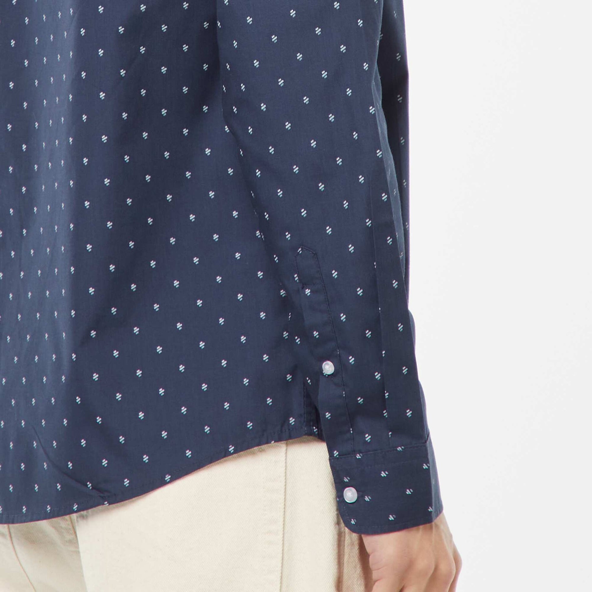 Chemise droite/regular à pois BLEU