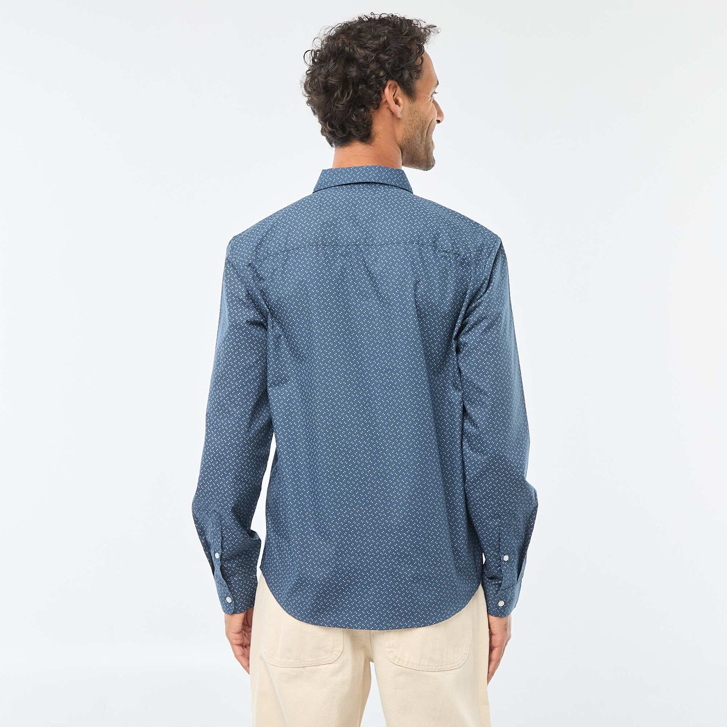 Chemise droite/regular à pois BLEU