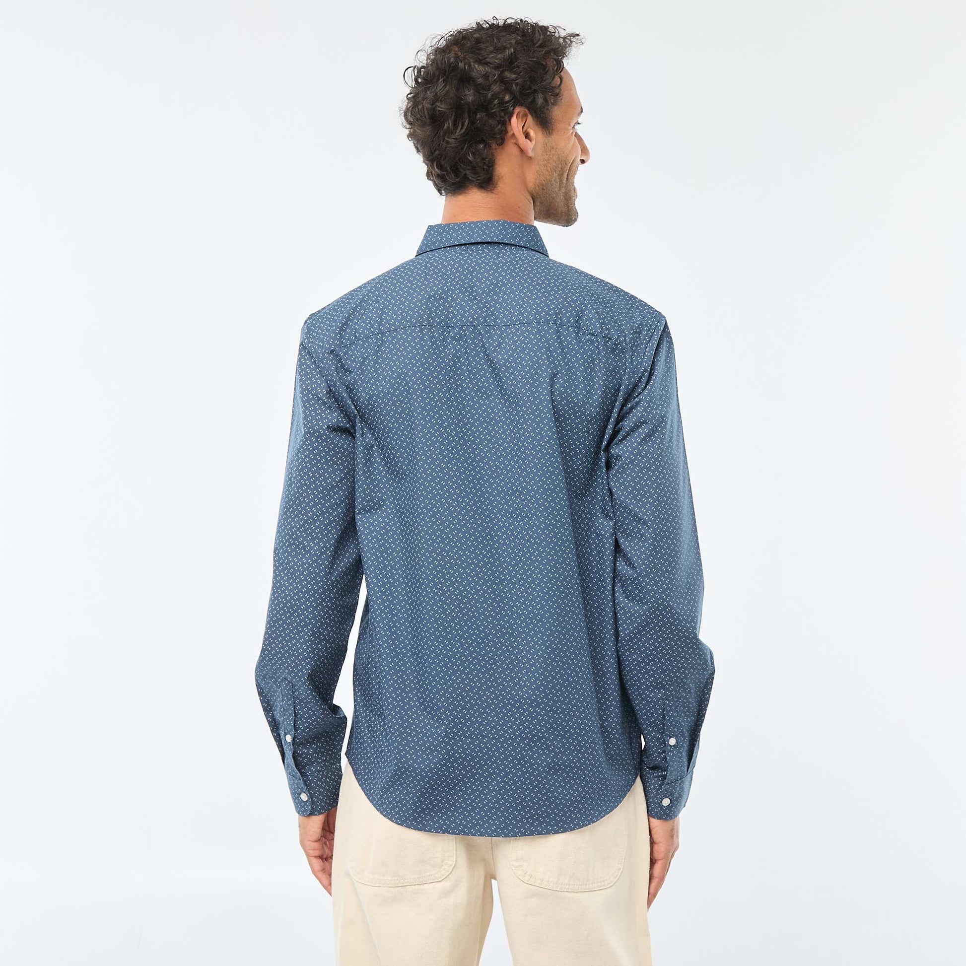 Chemise droite/regular à pois BLEU