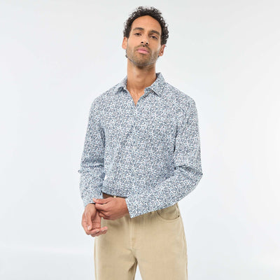Chemise droite/regular à pois BLEU