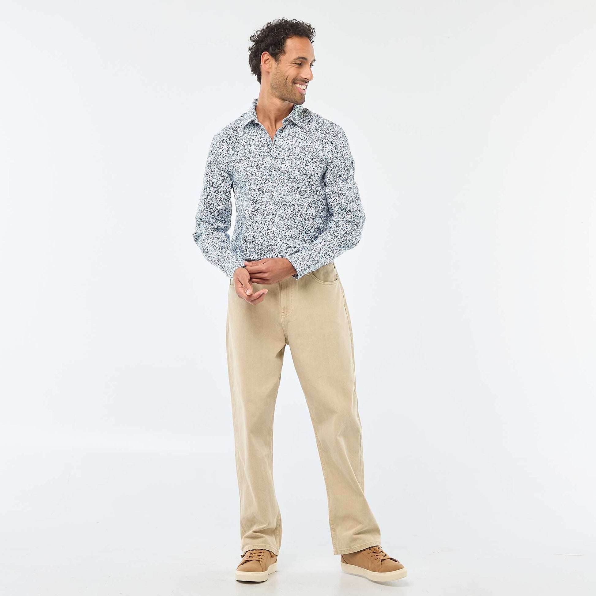 Chemise droite/regular à pois BLEU