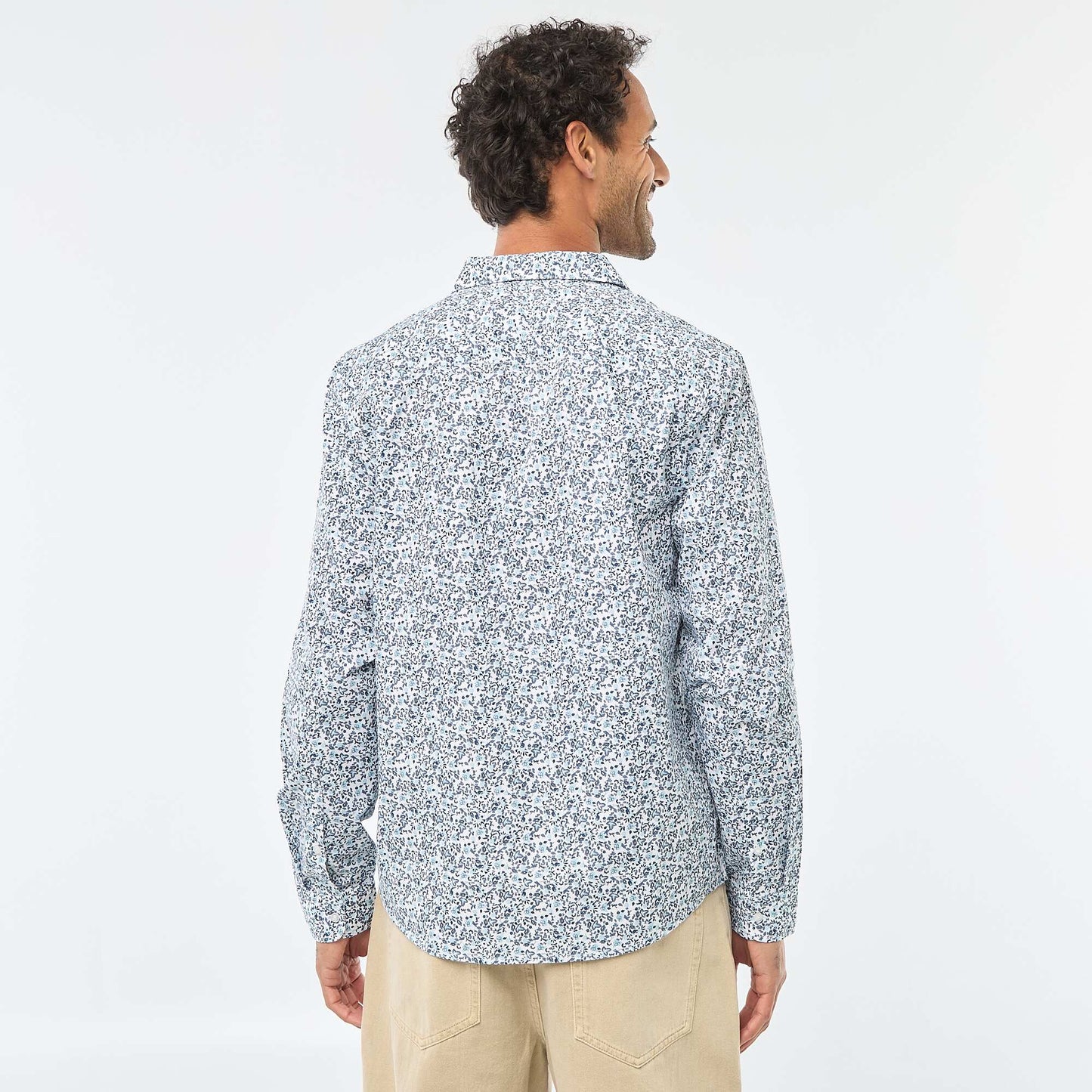 Chemise droite/regular à pois BLEU