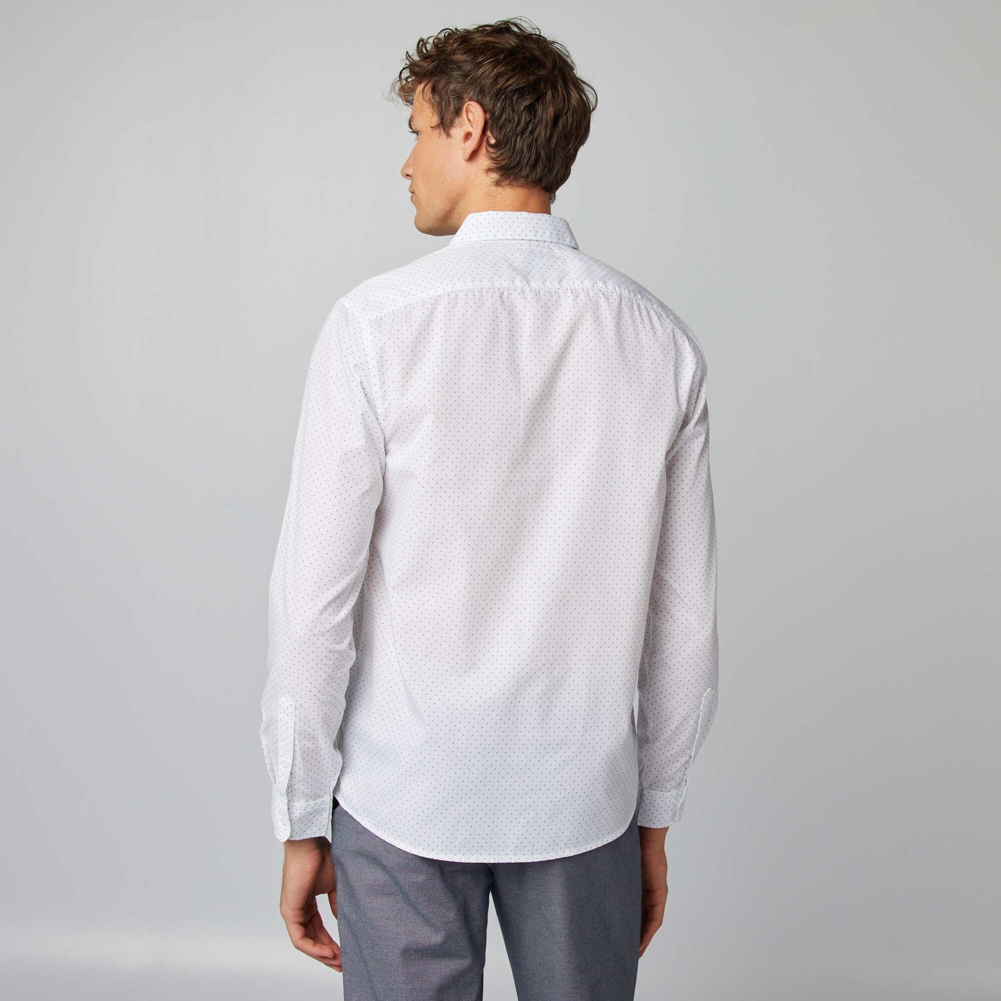 Chemise droite/regular pois Blanc pois