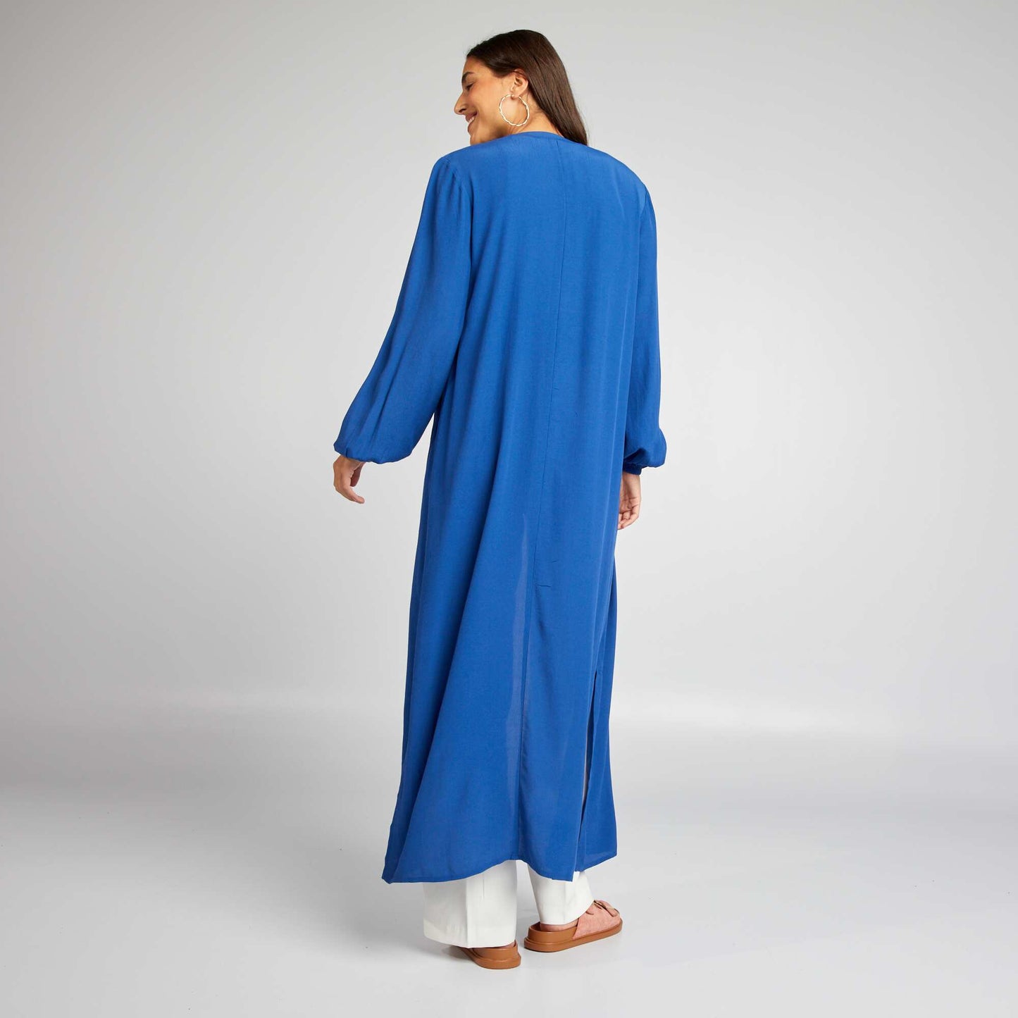 Kimono long ouvert imprim  Bleu