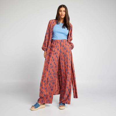 Kimono long ouvert imprim Marron