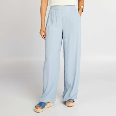 Pantalon large en maille crêpe Bleu ciel