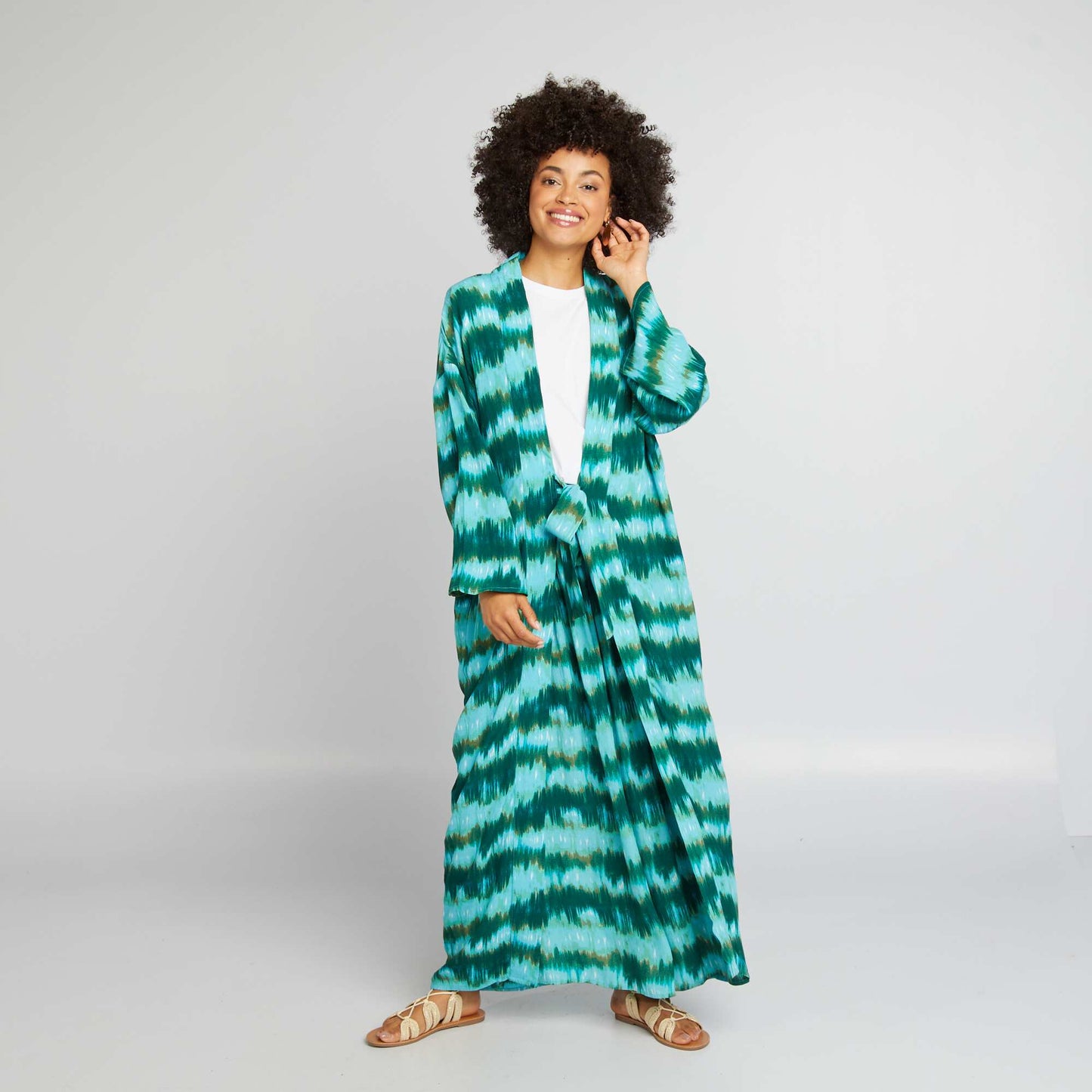 Kimono fluide imprim  Vert